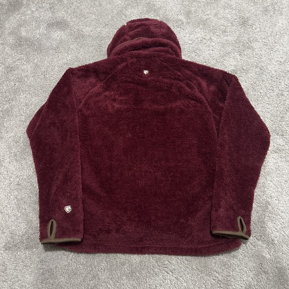 KUHL Women’s Large Flight Jacket Full Zip Hooded Sherpa Red Brown Trim - Picture 5 of 5